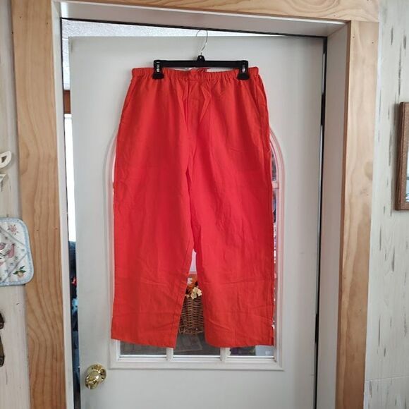New White Stag Orange Cropped Pull On Drawstring Pants Women's L 12/14 - Picture 1 of 3